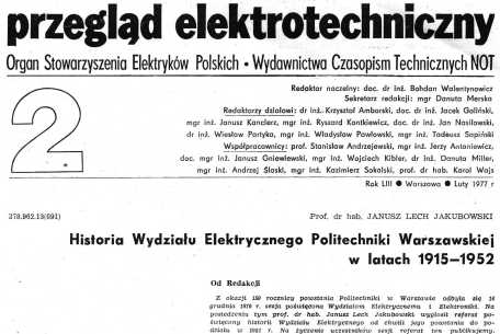 History of Electrical Faculty by J.L.Jakubowski