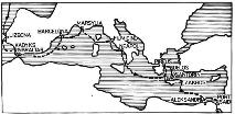 Route of the first Class Afloat (1983/1984) in Europe - drawing by Wojciech Przybyszewski, Rover Press 1995