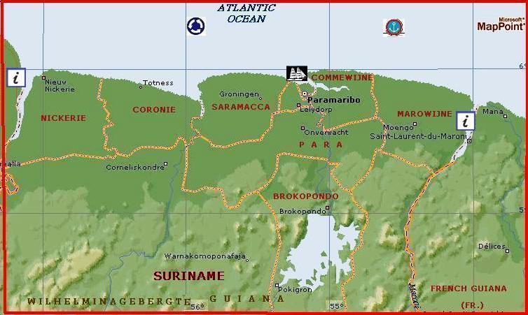 Suriname by MSN Maps