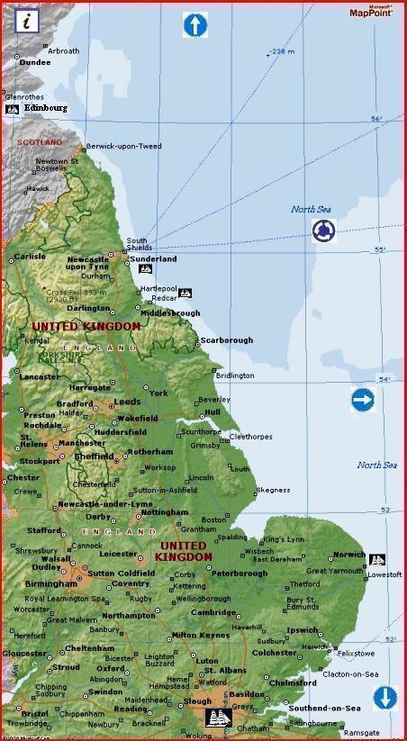 Map of England North Sea side by MSN