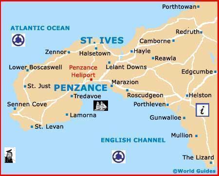 Map of Cornwall Penisula by Google