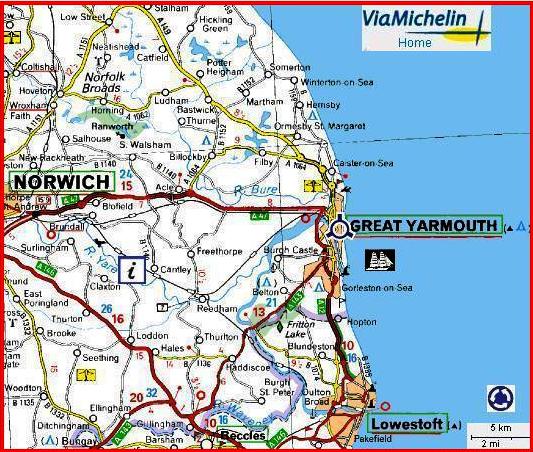 Map of Great Yarmouth by Michelin