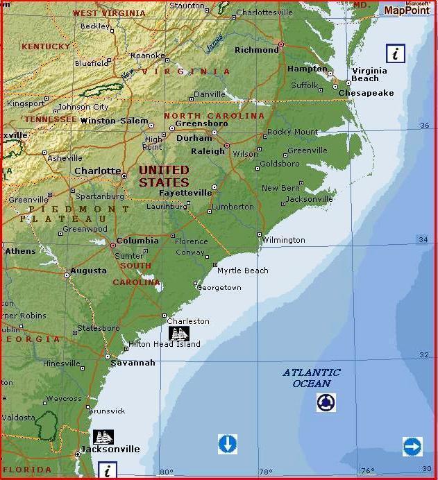 North Atlantic USA by MSN Maps