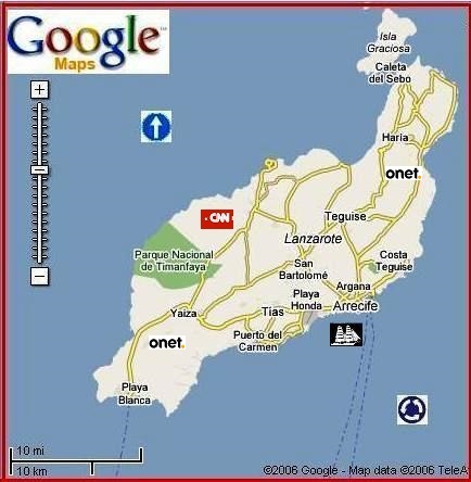 Lanzarote Island - map by Google