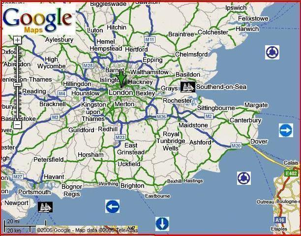 Map of South England by Google