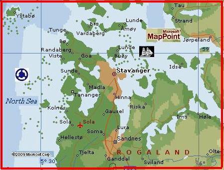 Map of Stavanger Sea by MSN