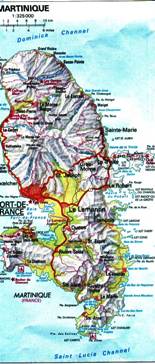 Martinique - detail map of the island