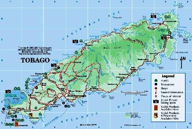 Tobago - map of the island