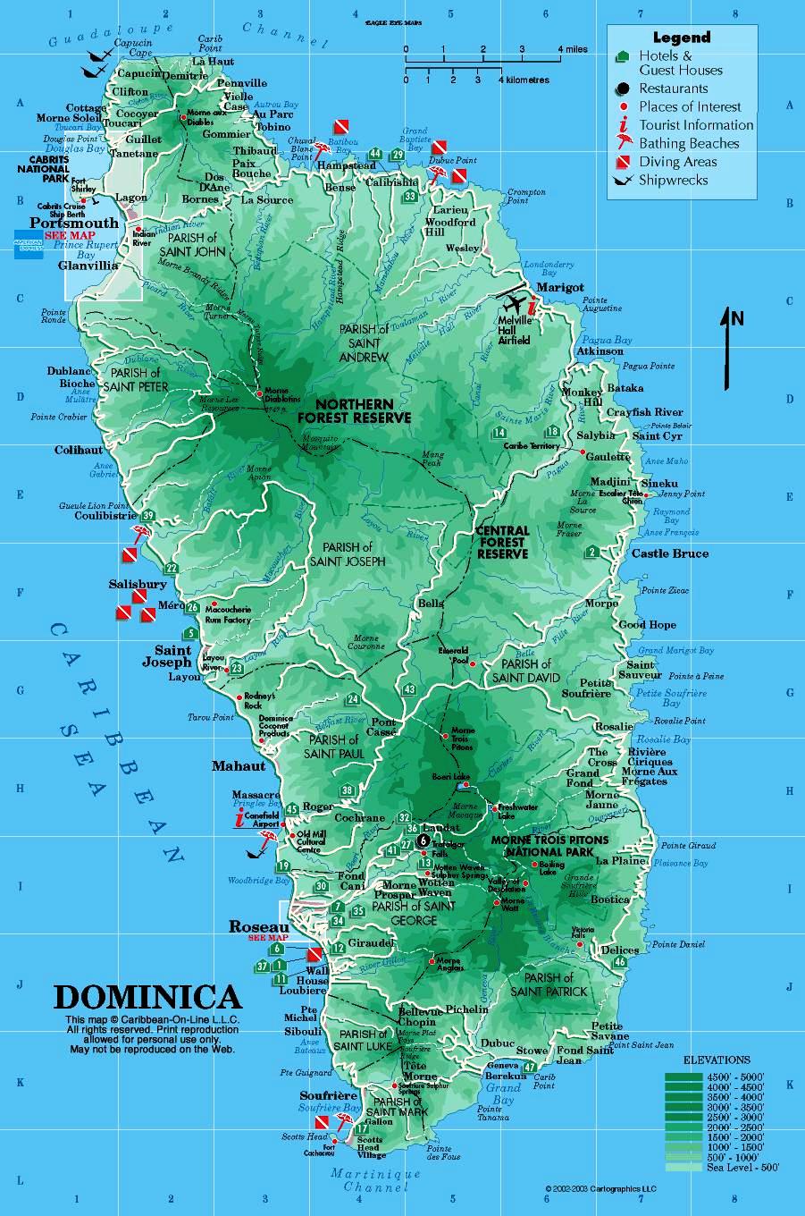 Dominica - island map