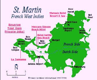St Martin - island map French version