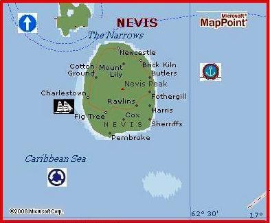 Nevis Island by MSN Maps