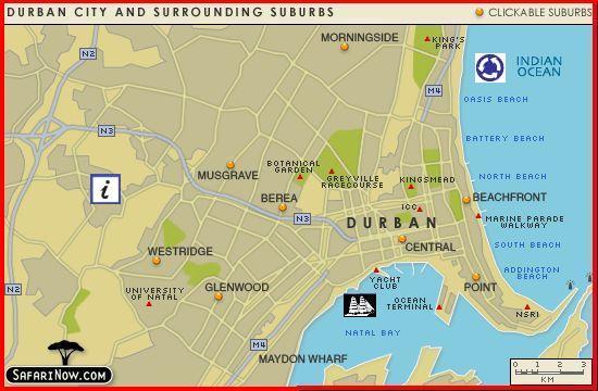 Durban Map by Safarinow.com