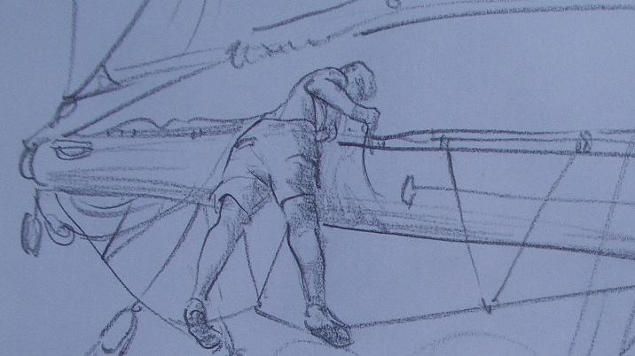 Konstantin De Oliveiry Richtera - drawing.On sts F.Chopin, working hard with sails